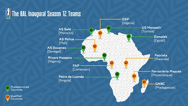 bal basketball africa league squadre