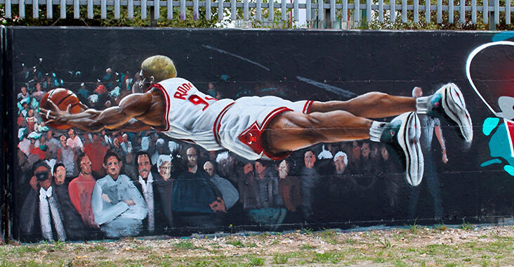 murale di dennis rodman bastia umbra perugia